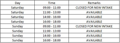 POA Tuition Schedule (2019)