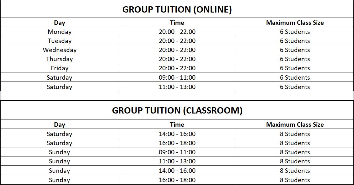 POA Tuition Schedule (2022)