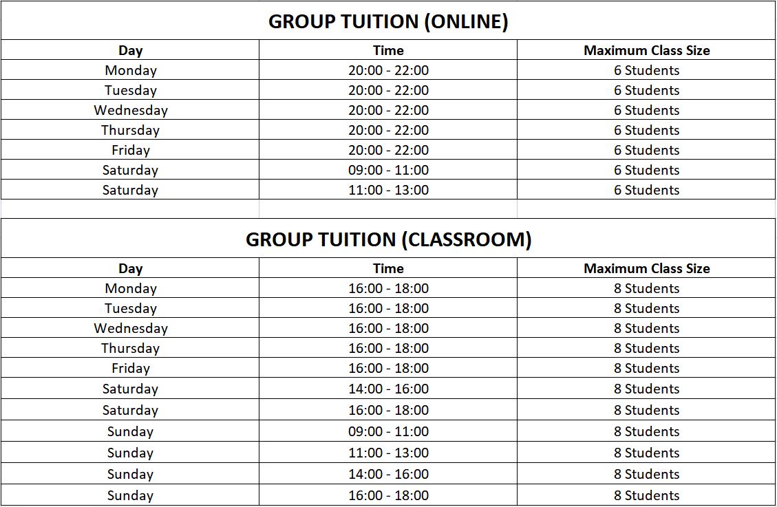 POA Tuition Schedule (2022)