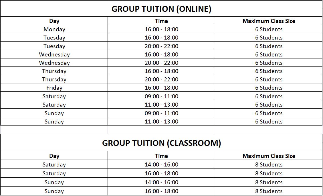 POA Tuition Schedule (2022)