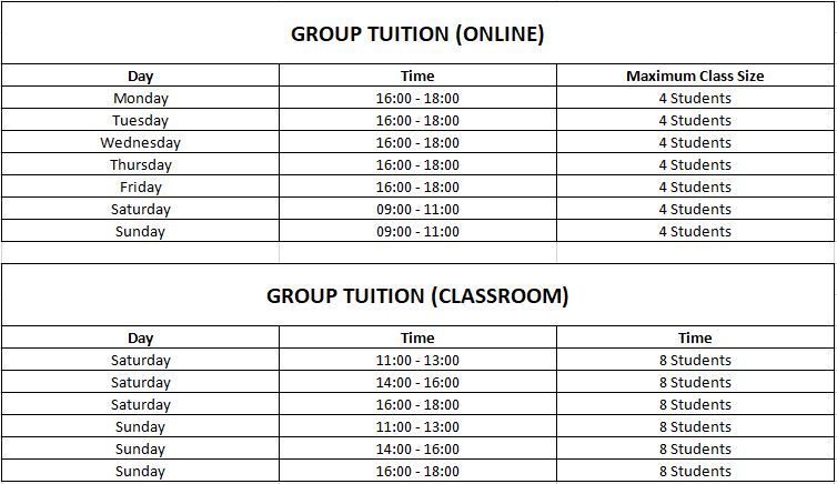 POA Tuition Schedule