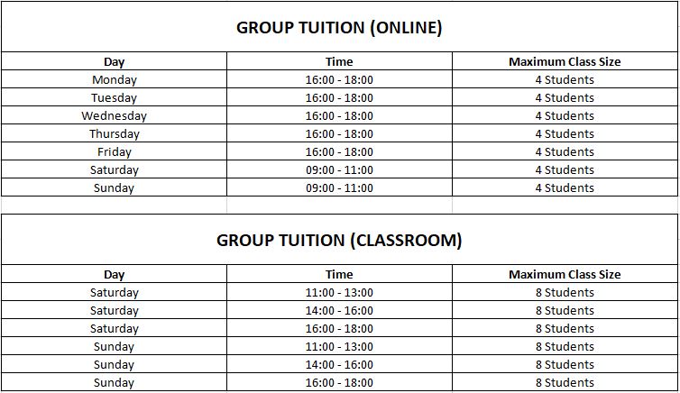 POA Tuition Schedule