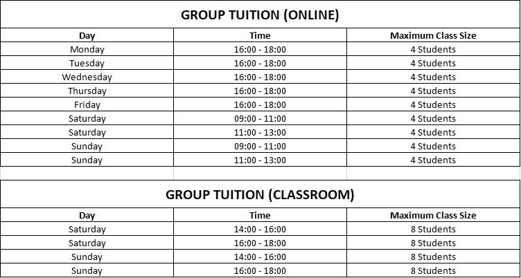 POA Tuition Schedule
