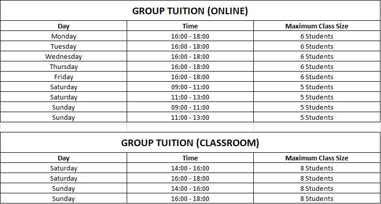 POA Tuition Schedule