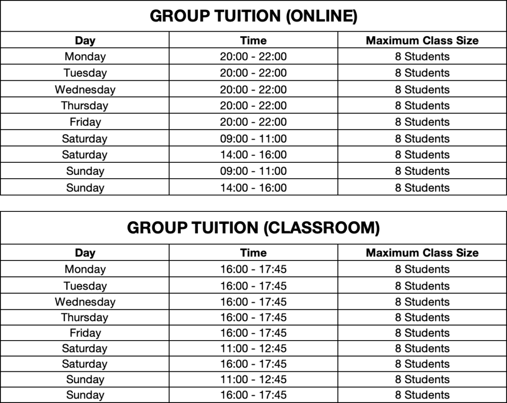 POA Tuition Schedule (2025)